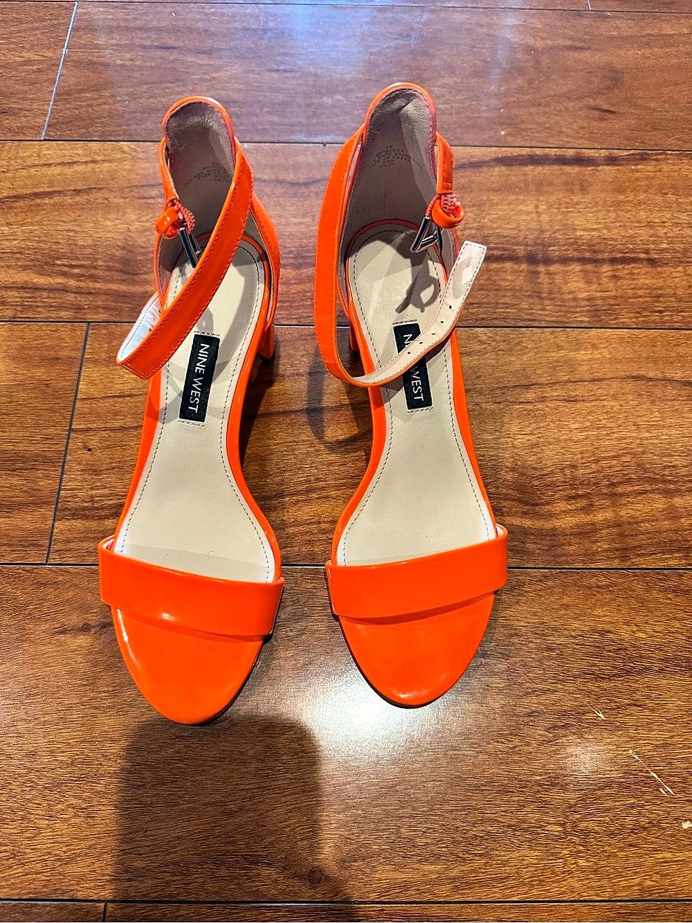 Nine West Ankle Strap Block Heel Sandal Orange US 6